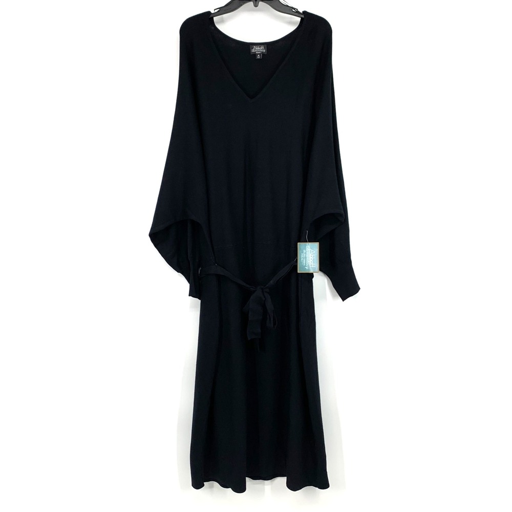Abbott Elementary Sweater Dress Womens Plus 2X Black Tie Waist Long Sleeve NWT